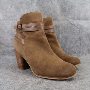 Bp Shoes Womens 8.5 Ankle Boot Fashion Leather Stack Heel Buckle Strap Zip Brown